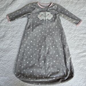 Carter's Grey Fleece 6-9 Month Clouds And Hearts Baby Sleep Sack